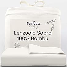 Bambaw Lenzuolo sopra matrimoniale bambu, 240x290 cm, Lenzuola senza angoli matrimoniale anti acari, Biancheria da letto morbida ed elegante, Lenzuolo refrigerante per letto 2 piazze (Beige)