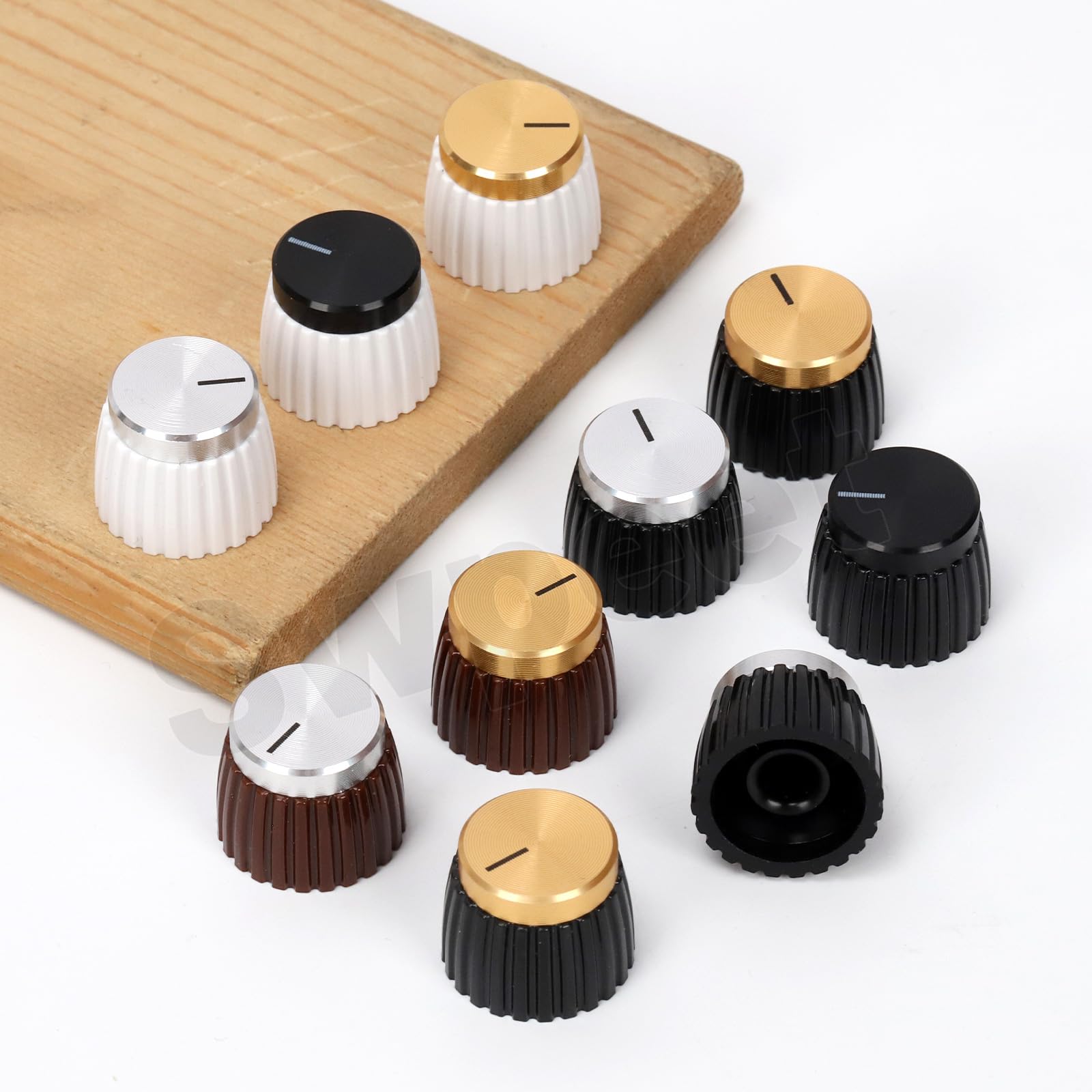 Swpeet 16Pcs 8 Colors 20x16mm 6mm Knurled Shaft Push-on Potentiometer Knob Assortment Kit - Image 4