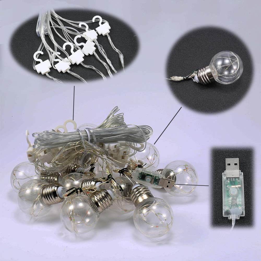 Wishing Ball Curtain Twinkle Starry Light 8 Modes USB Remote, Led Window Curtain String Light for Wedding Party, Bedroom, Christmas Decorations (Four Color)