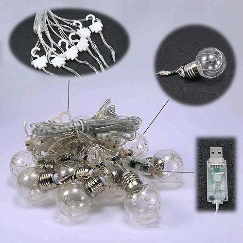 Miniatura 6 de Cortina Obrecis de luces con forma de bola de deseos luces estrelladas parpadeantes 8 modos de control remoto USB tira de luces de cortina para