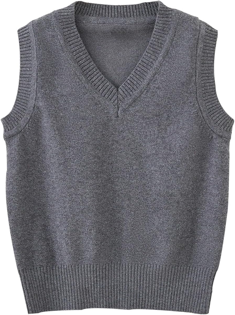 Girls Sweater Vest V Neck Cable Knit Vests Sleeveless Pullover Waistcoat | School Uniform for Boys,Soft Breathable Tops,Back to School Clothes,Loose Comfy Sweaters,Knitted Jackets,Pullover Shirt