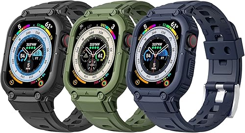 GZ GZHISY Paquete de 3 fundas compatibles con Apple Watch de 1.77 pulgadas, 1.73 pulgadas, 1.65 pulgadas, 1.65 pulgadas, para iWatch Series 7, 6,