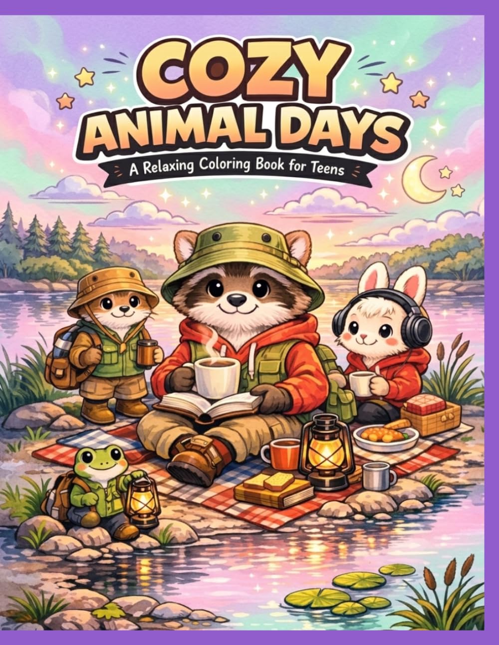 Cozy Animal Days: A Relaxing Coloring Book for Teens: 55 Cozy Story Scenes of Animal Friends