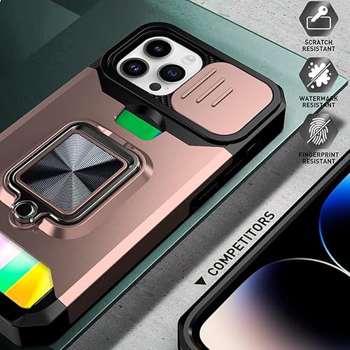 Miniatura 6 de NKECXKJ Funda para iPhone 14 Pro con protector de pantalla, soporte para tarjetas, soporte para soporte, resistente, delgada, a prueba de golpes,