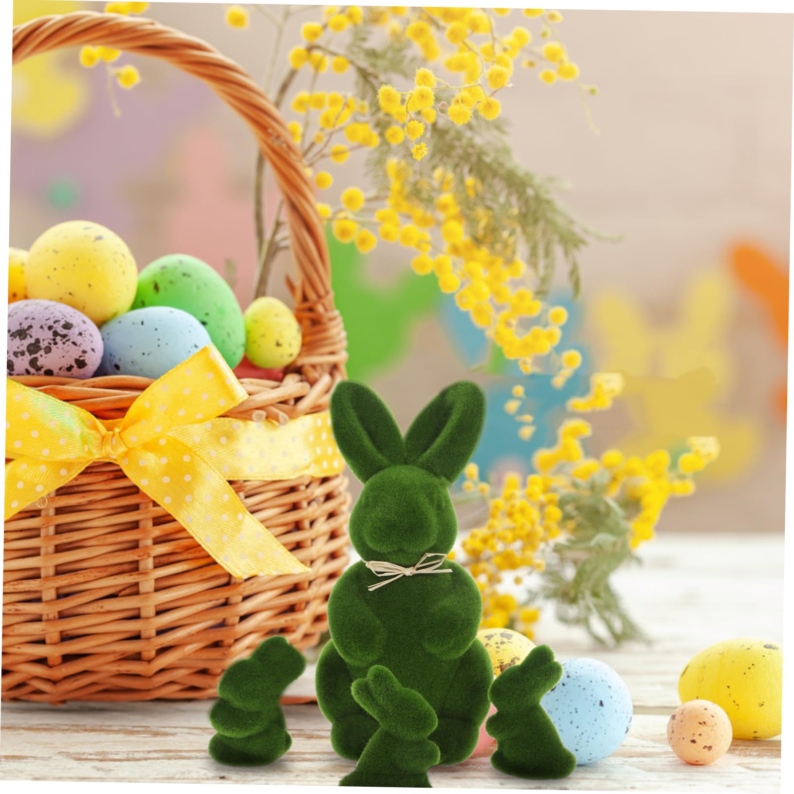 ULTECHNOVO 12pièces Décoration De Pâques Lapin Mousse Simulé pour Bureau Mariage Et Bureau Ornement De Table Adorable pour Salon Et Chambre