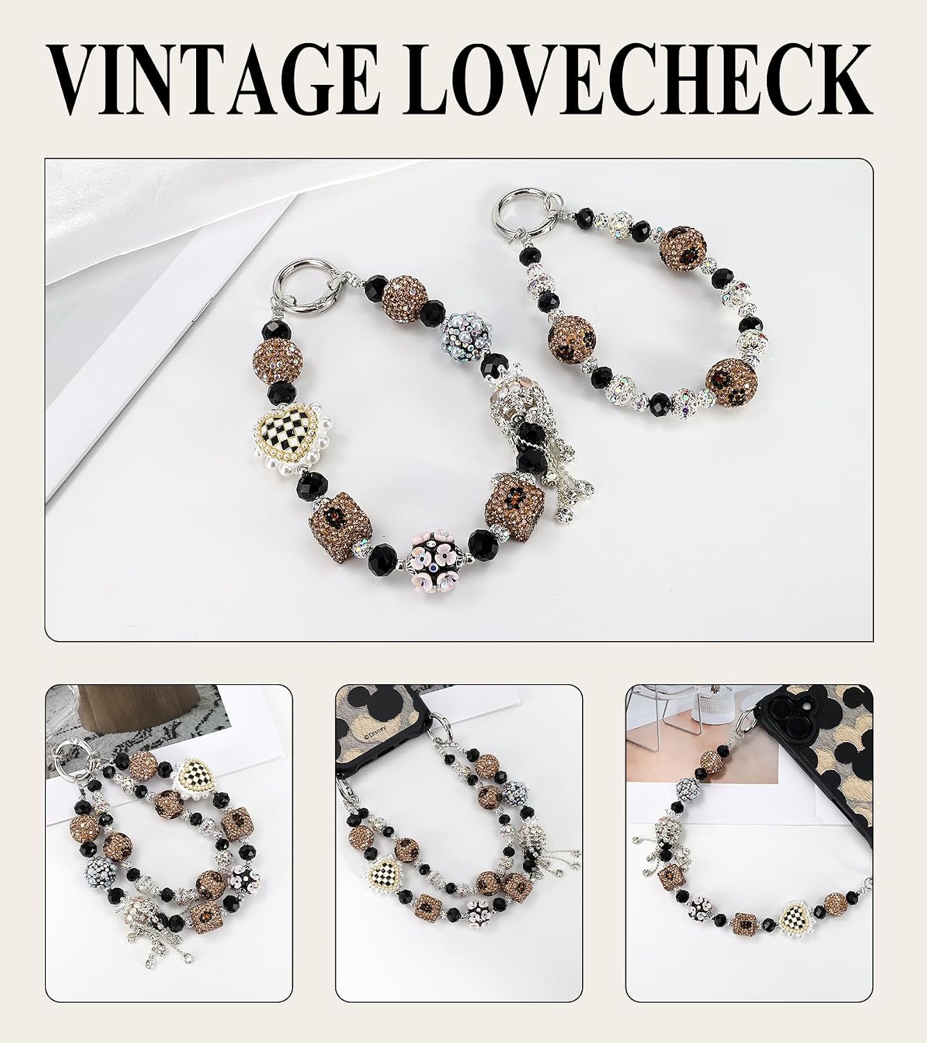 Exquisite Jeweled Phone Charms Strap Bold Phone Bracelet for Women Stylish Cellphone Accessories