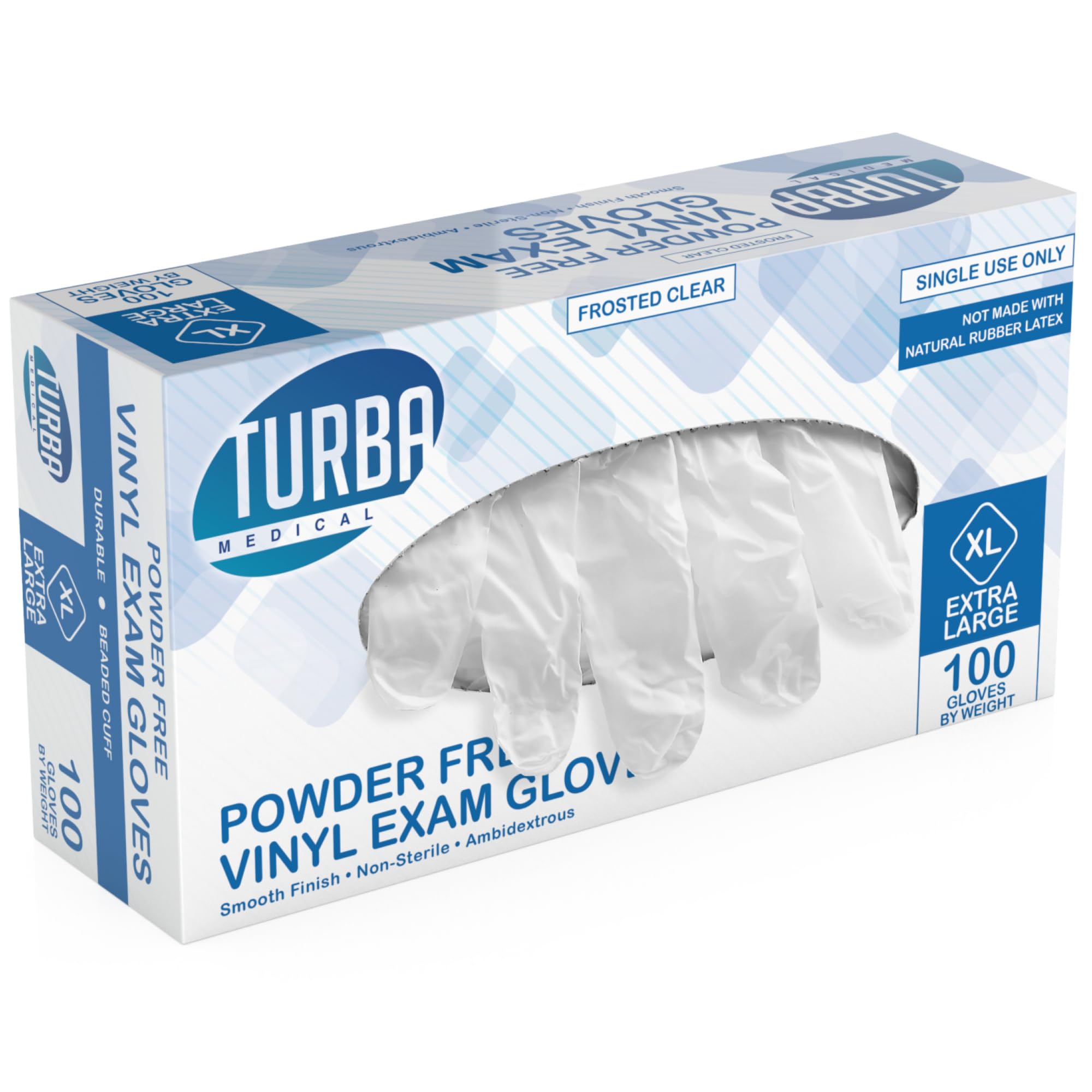 TURBA Clear Latex-Free Disposable Gloves - Single-Use Powder-Free Vinyl Gloves – Non-Latex Gloves for Cooking & Cleaning