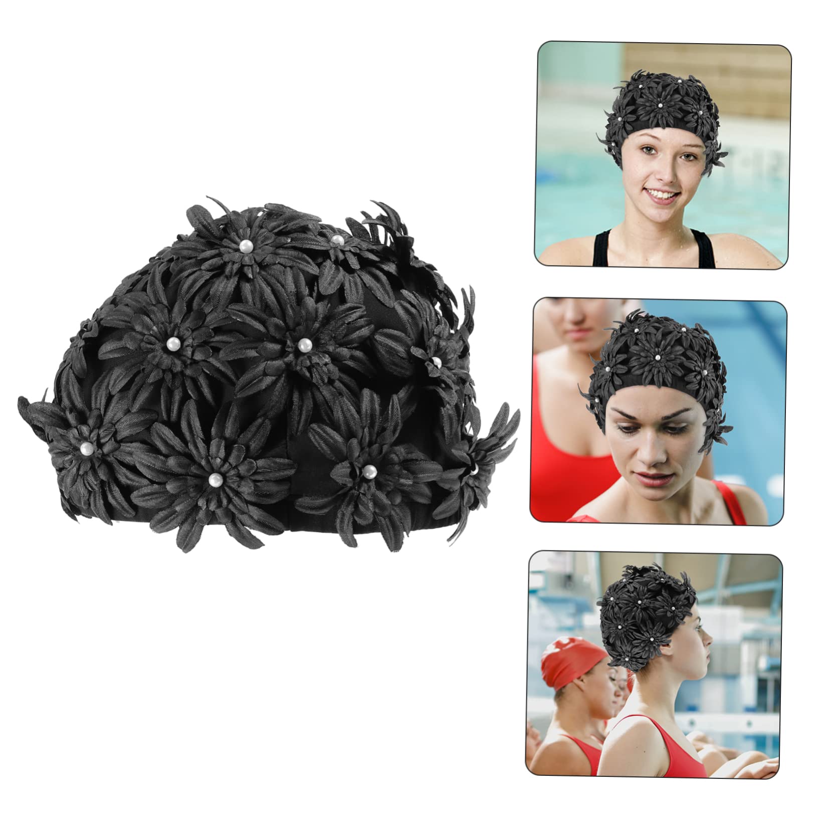 POPETPOP Gorro de Natación Floral Mujeres Protección del Cabello Gorro Elástico y Transpirable Adultos Piscinas