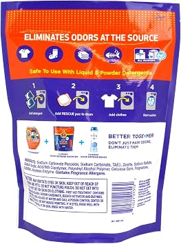 Tide Odor Rescue, In Wash Odor Eliminator, Scent Booster, Removes Odors in a Single Wash, 18 Count (Pack of 2)