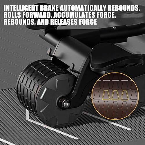 Miniatura 5 de Uota Rueda abdominal de rebote automático con soporte para codo,Rodillo abdominal para máquina de ejercicio abdominal,Equipo de entrenamiento de