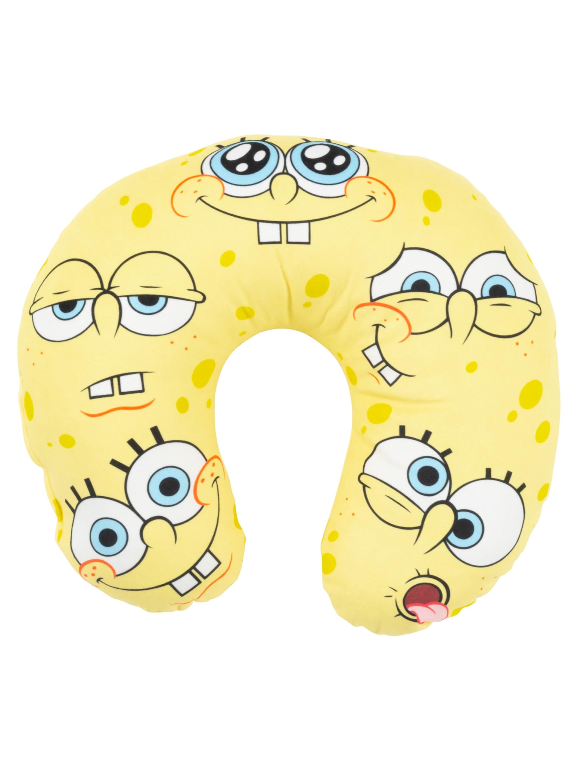 United Labels Yellow Spongebob Squarepants - Faces Travel Neck Pillow Comfortable Travel Pillow Neck Pillow Car Aeroplane
