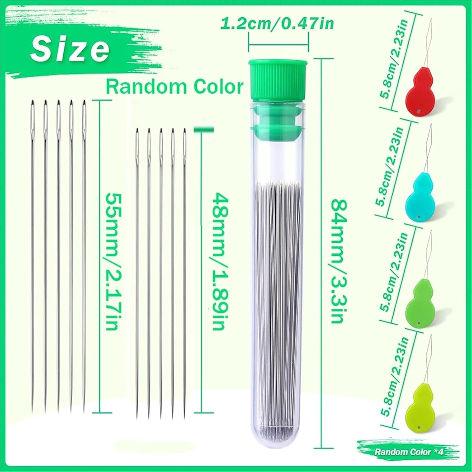 Sewing Needles 5sets Straight Beading Needles 55mm Seed Beads Needles with Needle Beading Needles for Jewelry Making