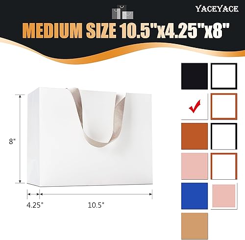 Miniatura 3 de Bolsas de regalo blancas con asas, 20 bolsas de papel kraft blancas de 10.5 x 4.25 x 8 pulgadas con asas a granel, bolsas de regalo de papel blanco,