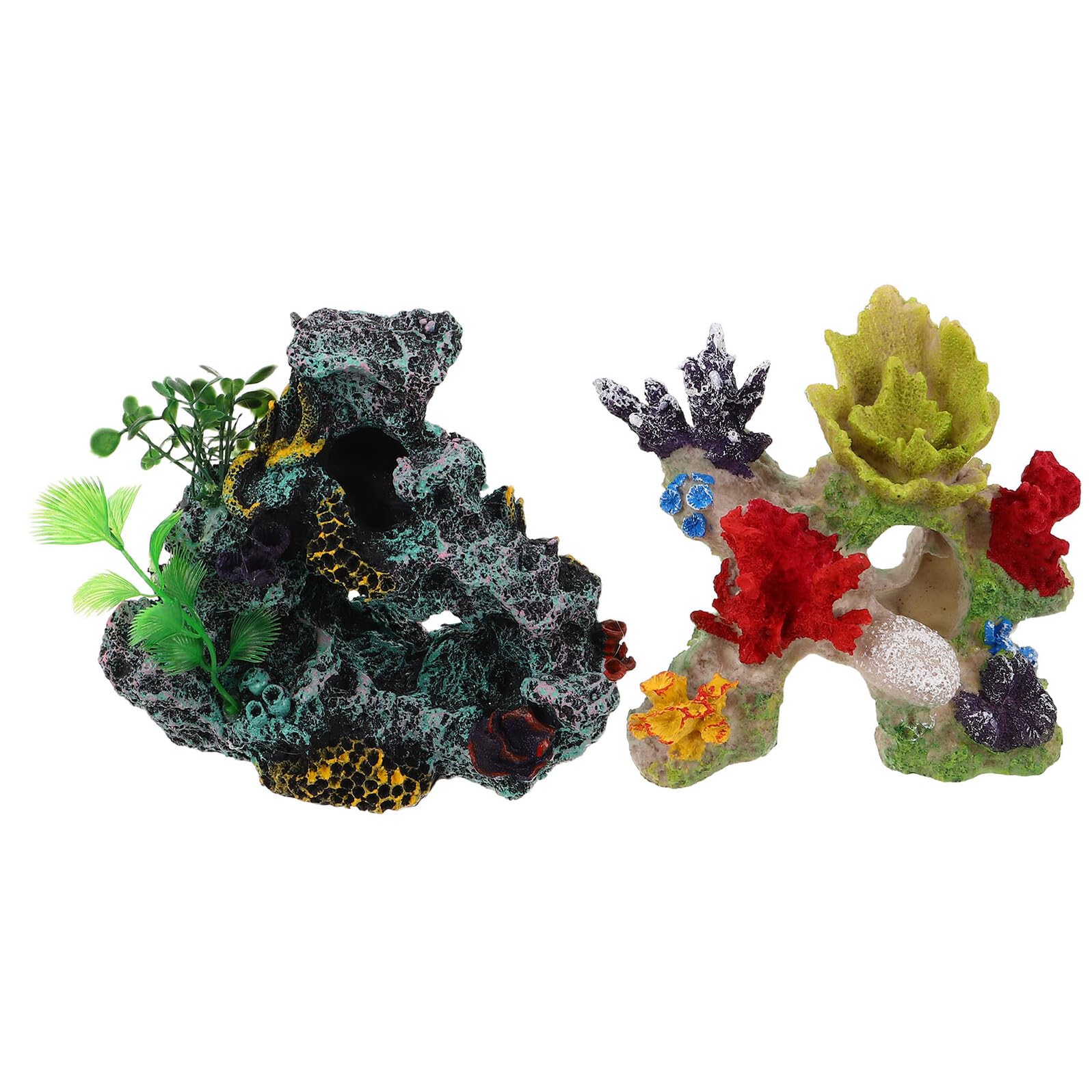 BESTonZON 2 Pièces décorations récif corallien Artificiel décoration d'aquarium décor d'aménagement paysager Ornement d'aquarium récif de coloré d'aquarium