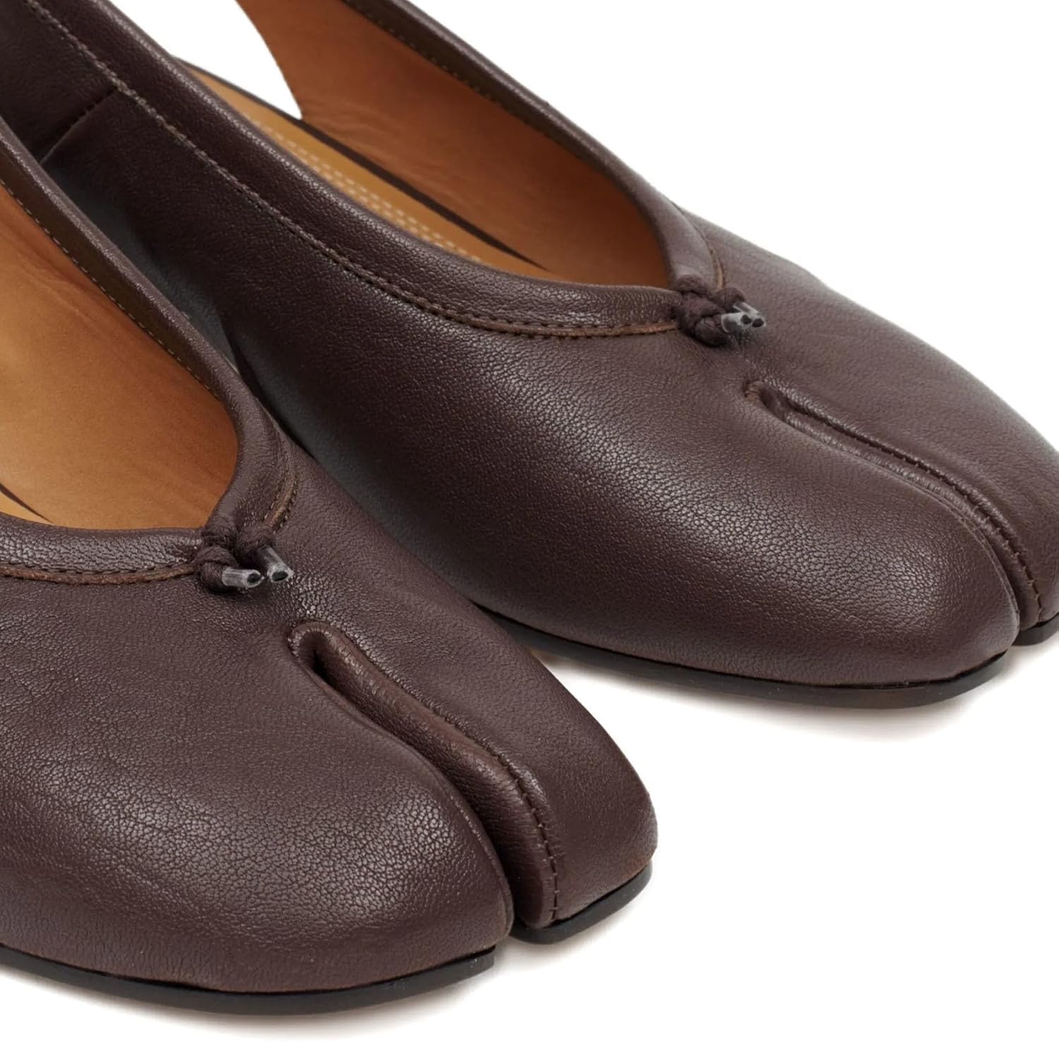 KOKOMOMO Black Split Toe Slingback Heels for Women Japanese Tabi Shoes Cylindrical Block Heels Pumps Chunky Heel Office Wedding Party Dress Shoes - Image 3