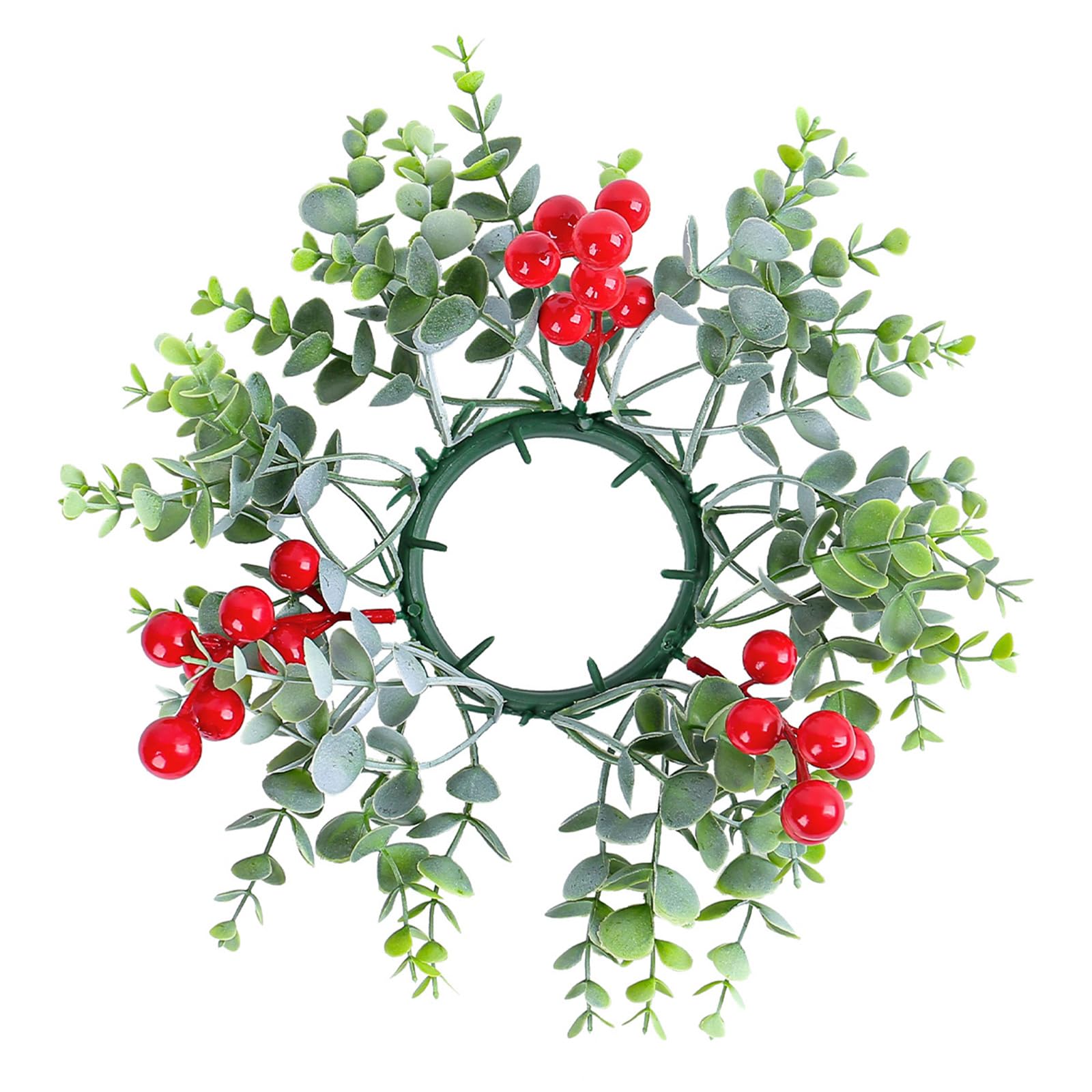 PANGBOER Multipurpose Artificial Berries Rings Candleholder Candlestick Wreath to Enhances Your Christmas Party Decors Christmas Wreath