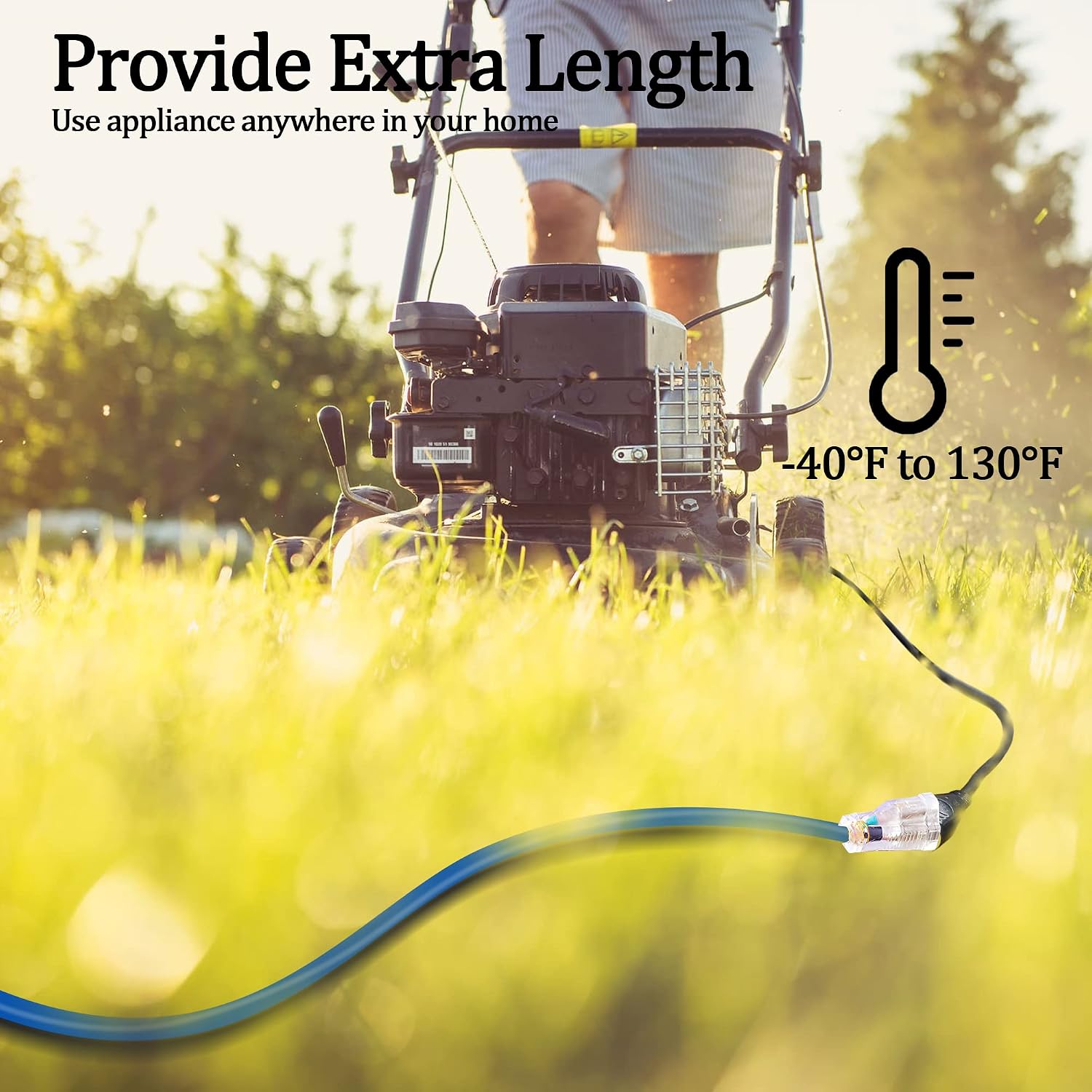 S7 20 Amp 15-FT 12/3 Heavy Duty SJTW Indoor/Outdoor Extension Cord with LED Blue 15' 12-Gauge Grounded 15-Amp Three-Prong Power-Cord