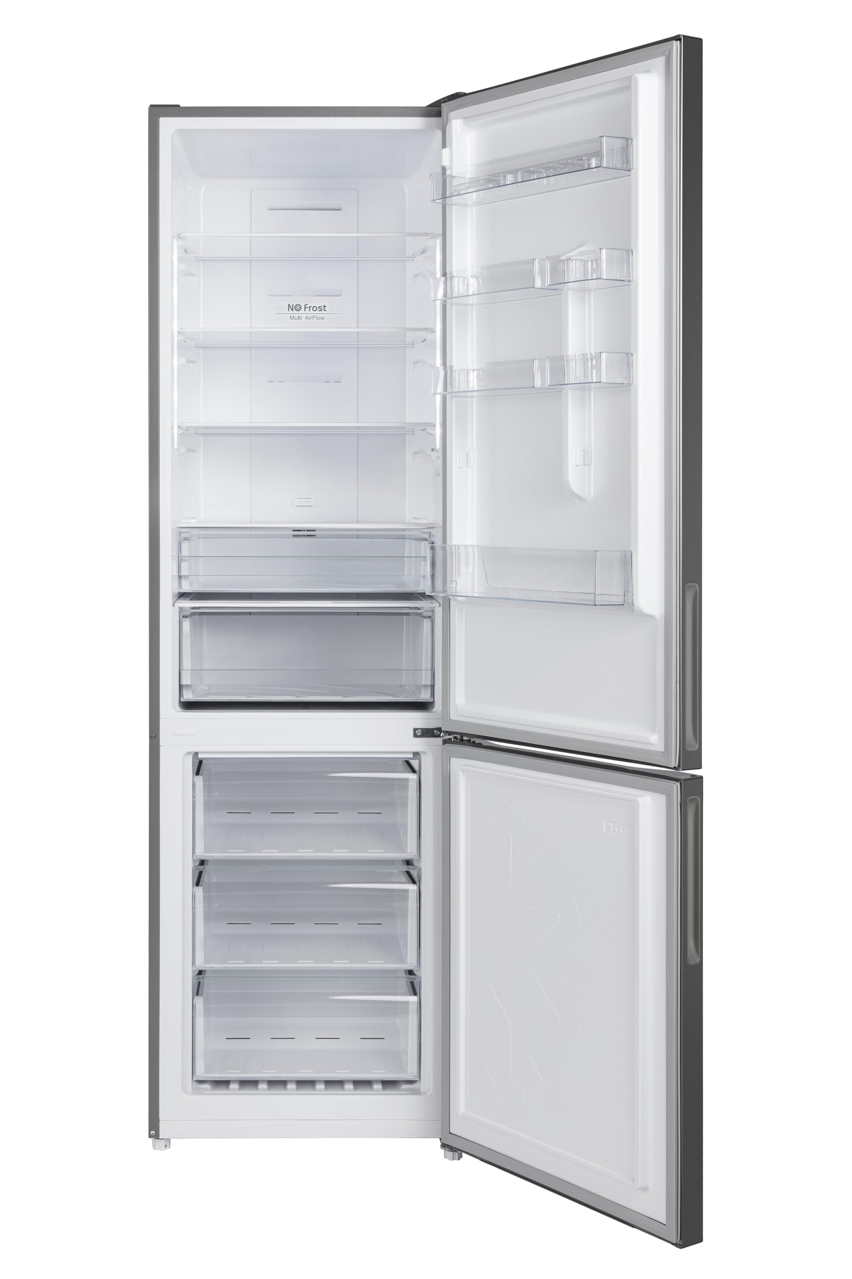 Corbero - Frigorífico Combi | CCGLML201725NFN | No Frost | Inverter | 356L | 200cm | Display Puerta | Fresh Box | Cajón Crisper | Estantes cristal | Cristal Negro