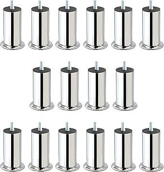 16PCS Furniture Sofa 15cm Base Sofa Support Leg M8 Bolt Thin Tooth Chrome Foot Riser