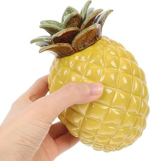 BESTonZON Pineapple Candy Jar with Lid, Small Adorable Novelty Pineapple Design Ceramic Jewelry Storage Jar, Ceramic Container Cookie Storage Jar with Lid for Tea Coffee Cookie Candy