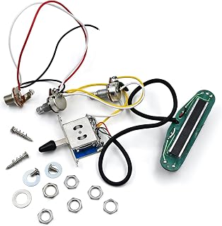 Prewired Guitar Wiring Harness with Dual Hot Rail Humbucker Pickup Set 1 Tone 1 Volume 3-way Switch 1 Jack Compatible for Fender Strat Squier Tele Electric Guitar Replacement