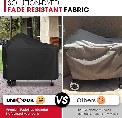 Miniatura 4 de Unicook Funda para parrilla compatible con parrillas Weber Performer Deluxe de 22 pulgadas, cubierta de barbacoa para exterior, resistente al agua,