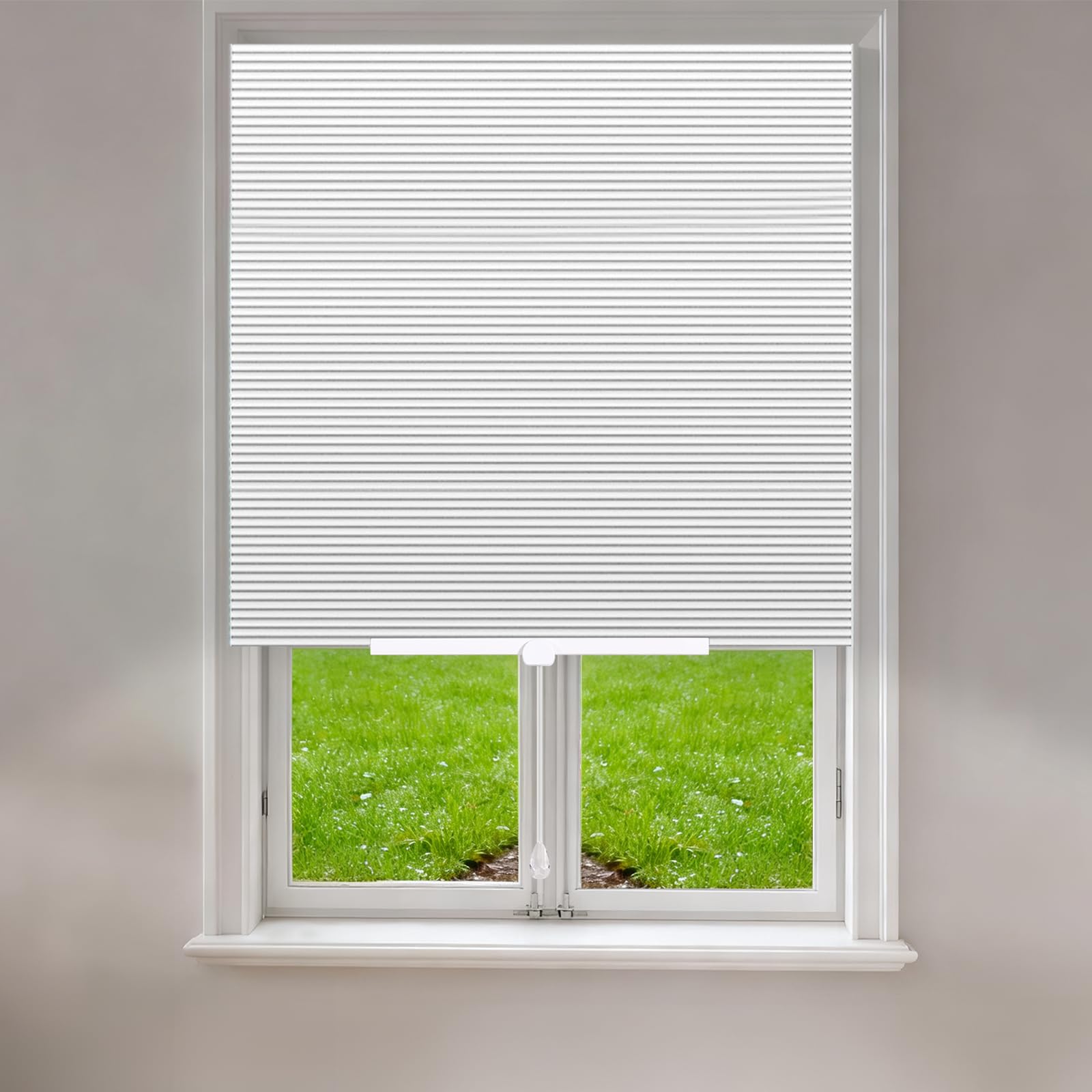 No Drill Blinds Stick On Temporary Blinds Self Adhesive No Screw Adjustable Light Filtering Pleated Paper Blinds For Bathroom Kitchen Bedroom Windows Doors