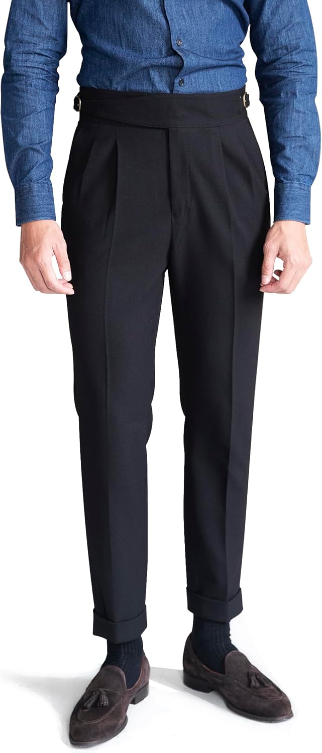 Men's Classic Gurkha Naples Italian Style Dress Pants No Need to tie a Belt - Image 4