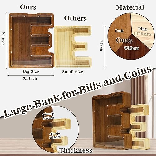 Vista 186 de Alcancía grande de madera personalizada para niños, alcancía con nombre personalizado, alcancía (nombre grabado láser) letras del alfabeto