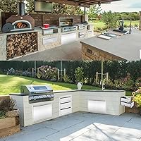 Vista 2 de Cajón de cocina para exteriores de 16 pulgadas de ancho, de acero inoxidable, BBQ triple cajón, montaje empotrado para isla de cocina al aire libre