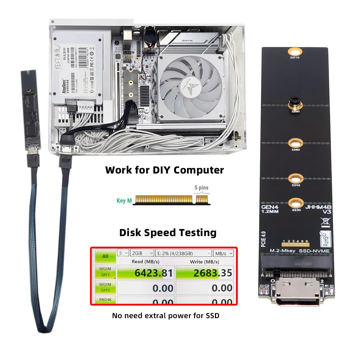 Oculink SFF-8612 SFF-8611 do M.2 NGFF M-Key do NVME PCIe SSD 2230 2280 22110 SSD PCBA Adapter do płyty głównej