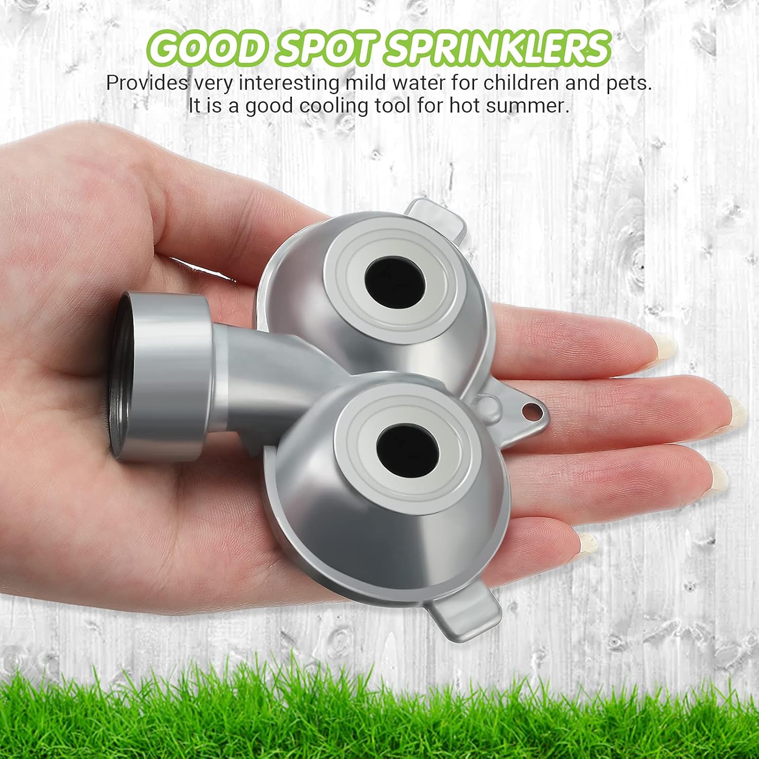 Honoson 6 Pcs Circle Pattern Twin Spot Sprinkler Metal Lawn Garden Rotating Water Spray Sprinkler 360 Degree for Lawn Yard, Silver