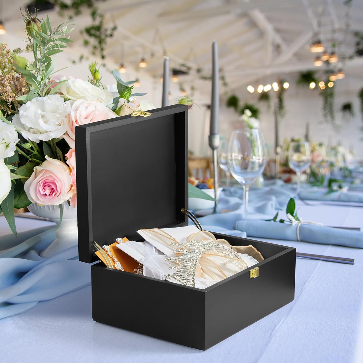 DRASTAR(ドラスター) 大型木製記念品メモリーボックス、ヒンジ付き蓋付き装飾ストレージボックス、蓋付きジュエリーギフトボックス