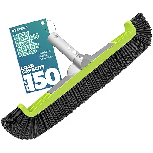 18" Pool Brush Head for Cleaning Swimming Pool Walls, Curved Ends High-Efficiency Scrub Brush for Tile, Fiberglass, Flooring and Vinyl Pools, Fits Φ1.25” Poles (Green & Black)
