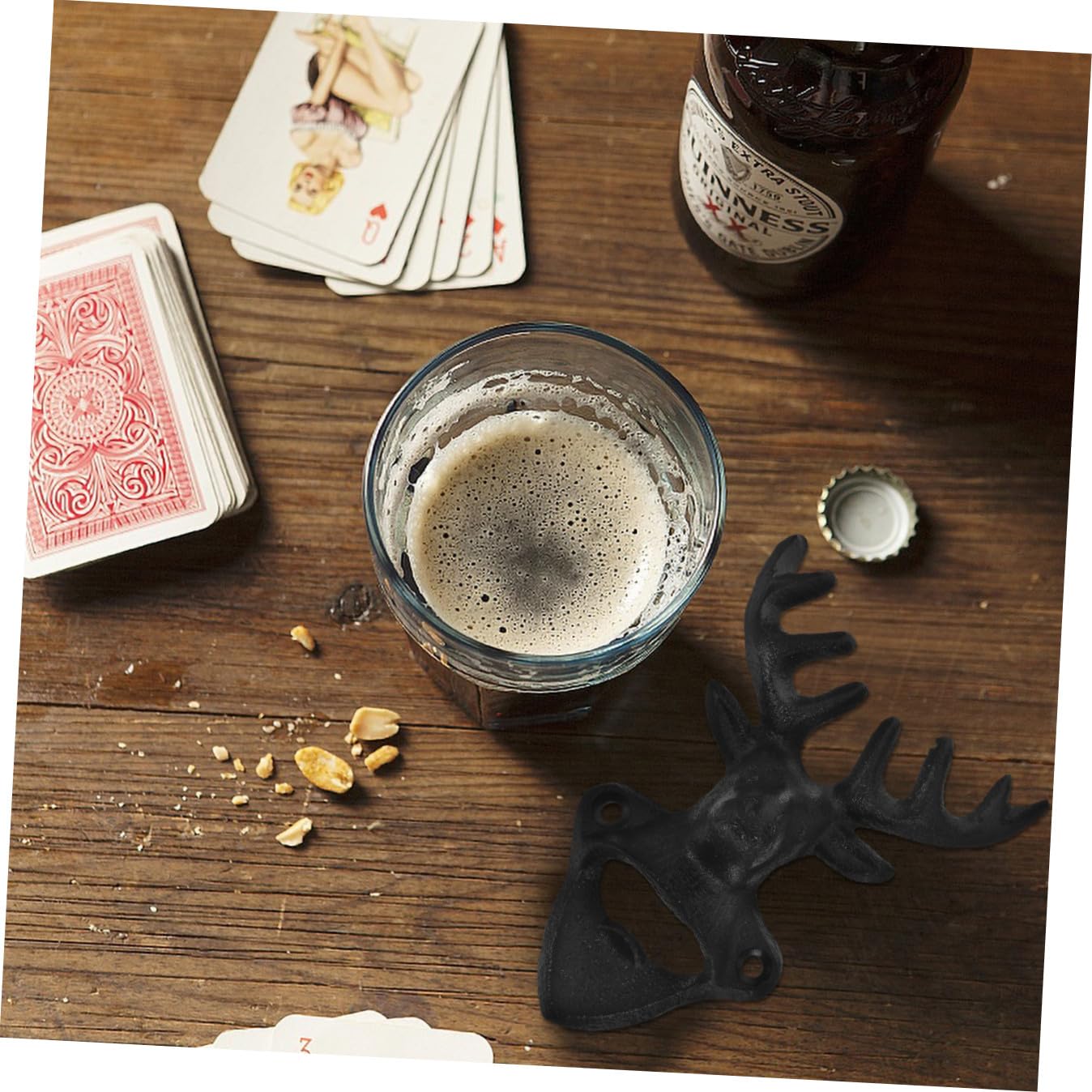 MAGICLULU Abridor De Botellas De Cerveza De Metal Resistente De 4 Piezas Con Forma De Asta De Ciervo Para Montar En La Pared O Portátil Para Fiestas Y Graduaciones.