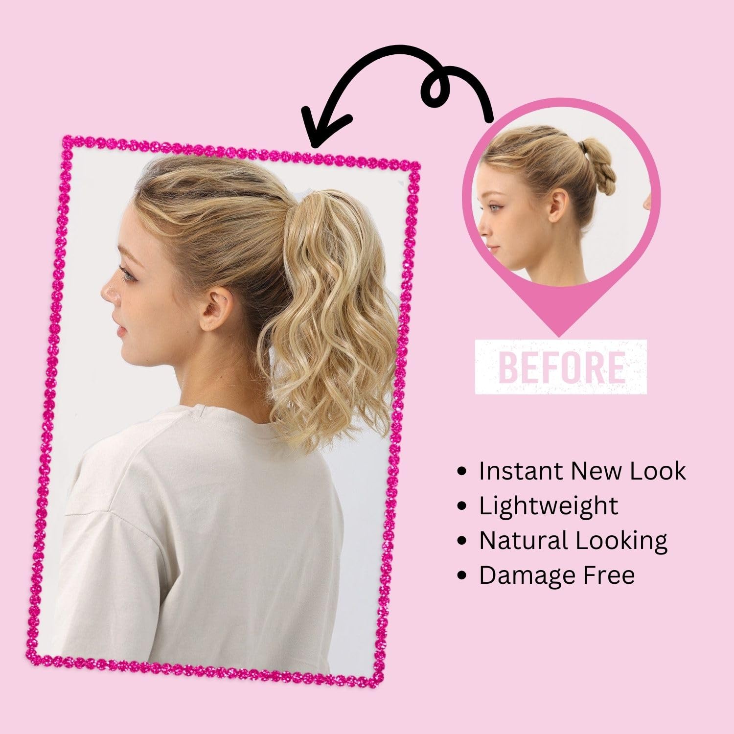Amazon.com : JUVABUN Beach Waves Dark Red Ponytail Extension  display picture 2