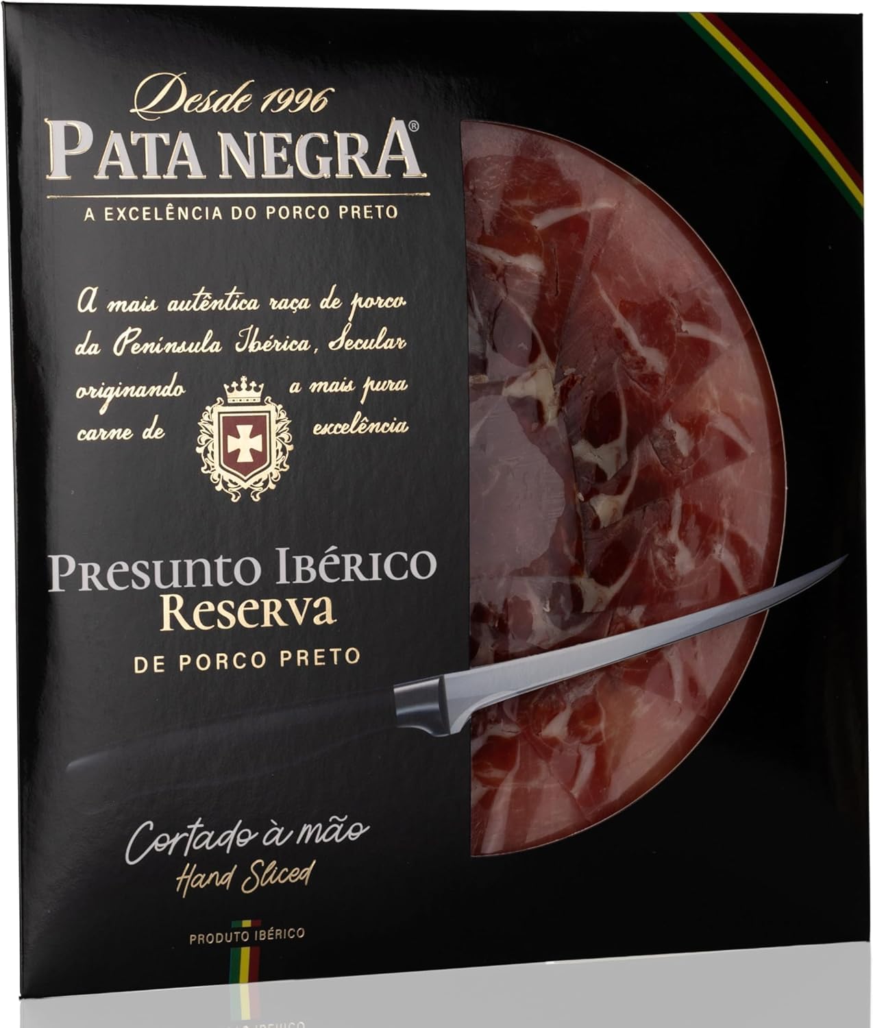 Jambon ibérique noir Pata Negra coupé à la main 80 g – Spécialité charcutière gastronomique – Texture délicate et saveur exceptionnelle Emballé sous vide