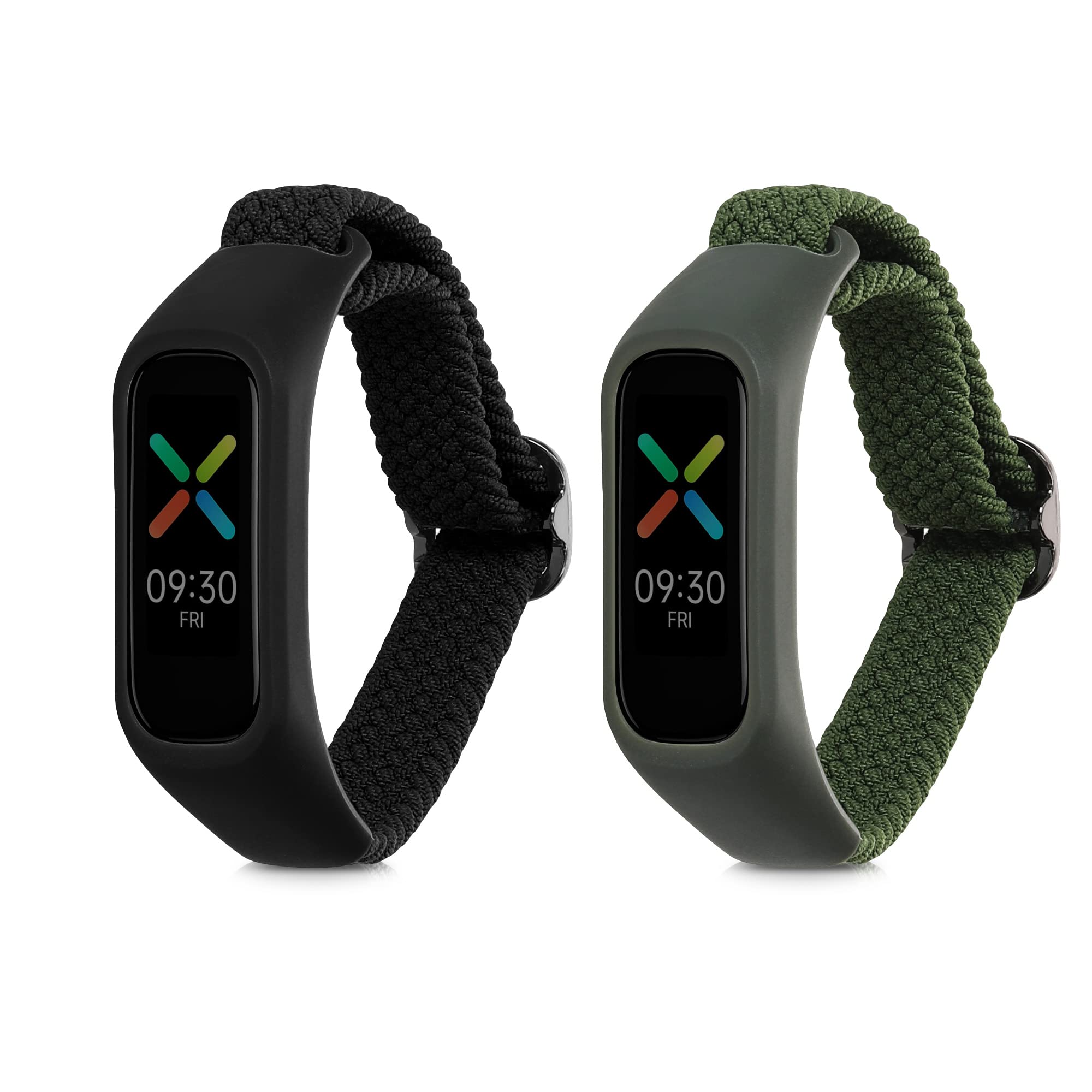 kwmobileNylon Smartwatch Strap Compatible with Oppo Band Sport Strap - 2x Fitness Tracker Replacement Wristband with Clasp