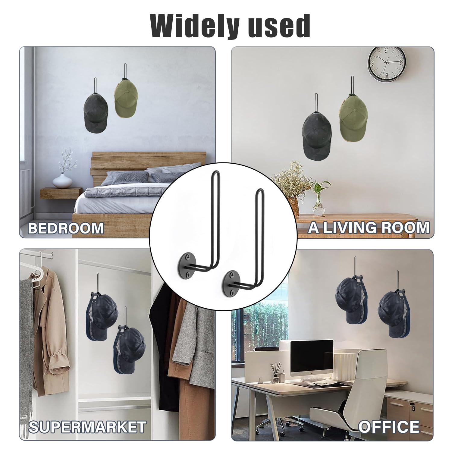 Porta Cappelli Parete Porta Cappelli Armadio Appendi Cappelli Portacappelli, 2 Pezzi Appendiabiti Rack Organizzatore Armadio Appeso Cappello Baseball, Espositore a Sfera per Camera da Letto