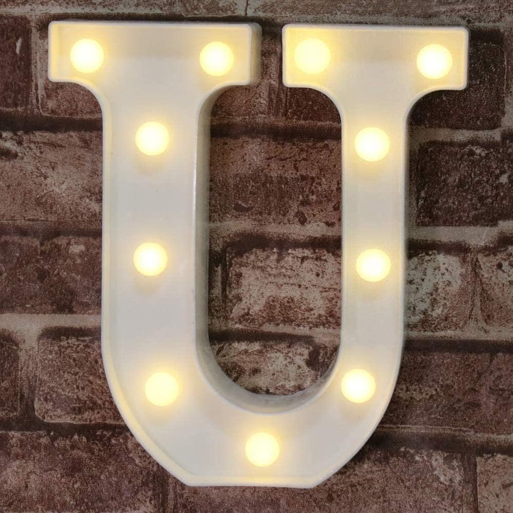 Pooqla LED Marquee Letter Lights Sign, Light Up Alphabet Letter for Home Party Wedding Decoration U Letter U