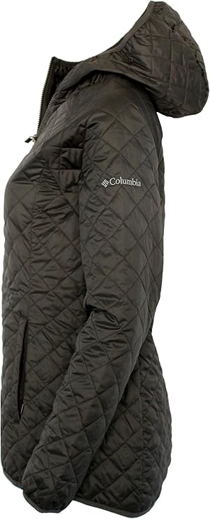 columbia women's blue square lodge mid lightweight omni heat hooded jacket