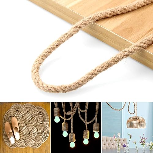 Miniatura 6 de Cuerda de yute natural de 164 pies x 0.394 in, cuerda de cáñamo resistente de 3/8 pulgadas, la mejor cuerda de yute para arañar y decorar gatos,