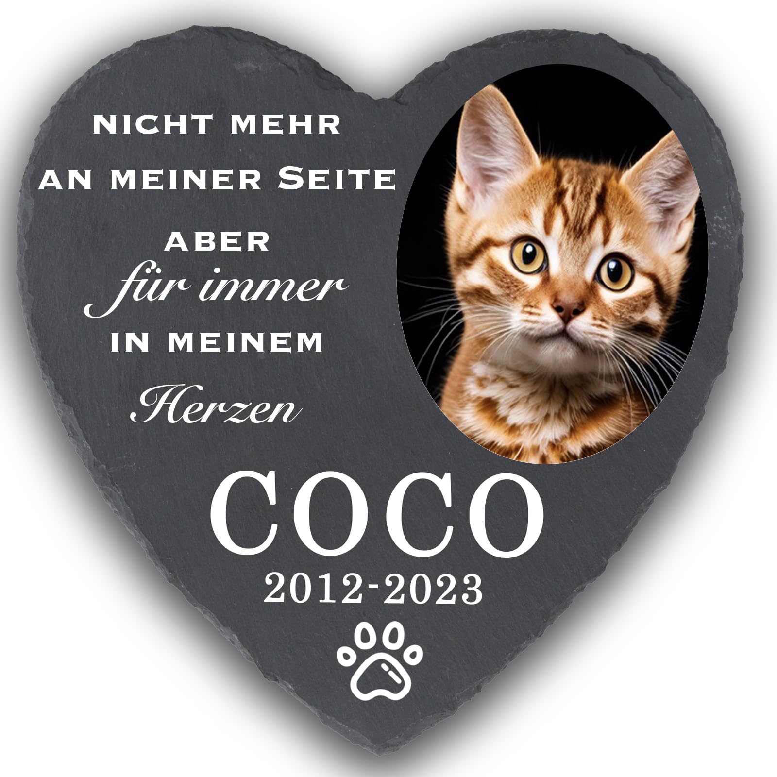 Personalisiertes Gedenkstein Für Katze - Individueller Grabstein Aus Schiefer