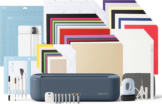 Cricut Maker™ 5 Ultimate Bundle + Digital Content, Smart Cutting Machine. Includes Supplies for 135 Projects + Additional Bonus Digital Content.