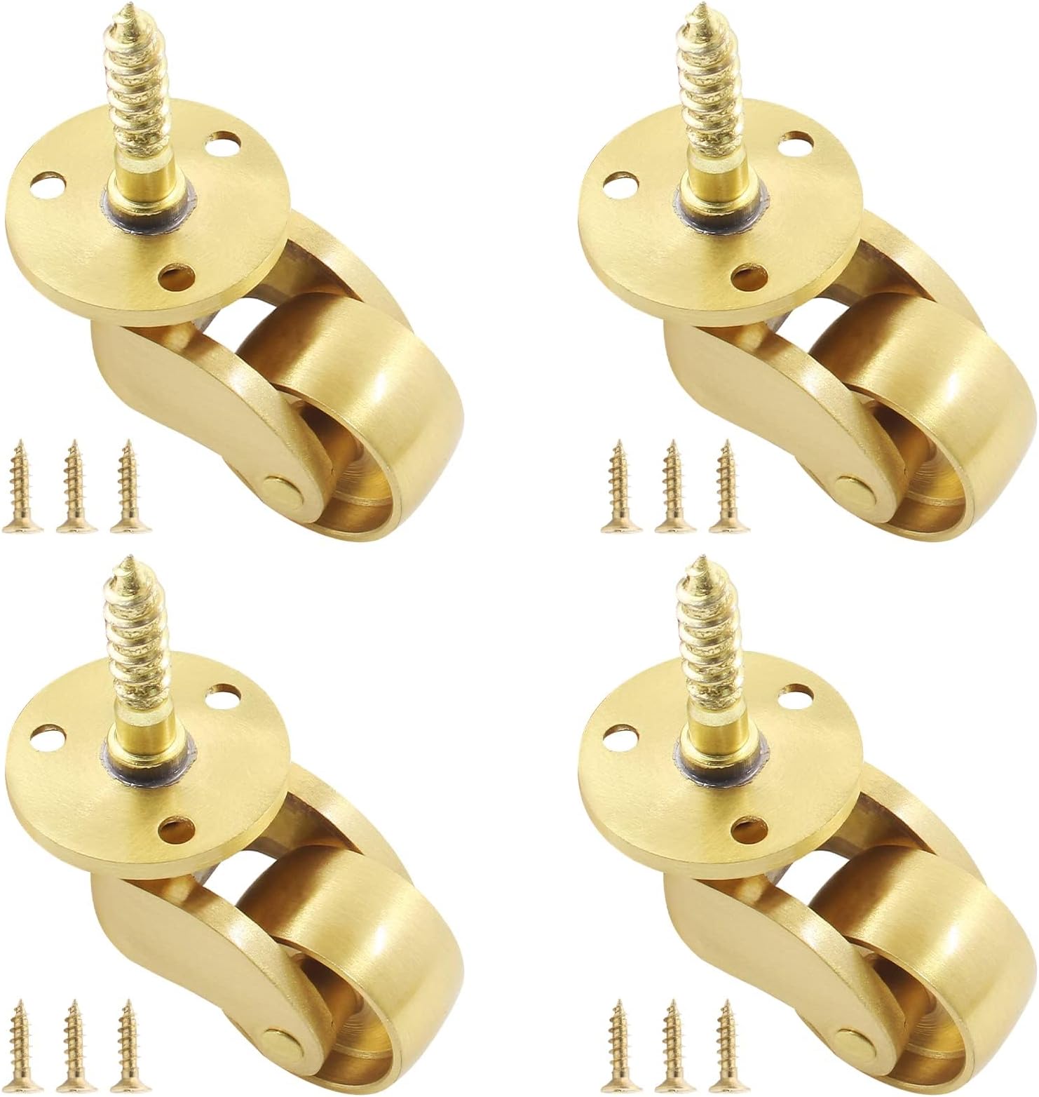 Swivel Caster Wheels, 4 Pcs Universal Stem Casters Brass Castor Heavy Duty 360 Degree Rotation Swivel Wheels Hardware Movable for Furniture Trunk Box Sofa Trolley Chairs Cabinet Be