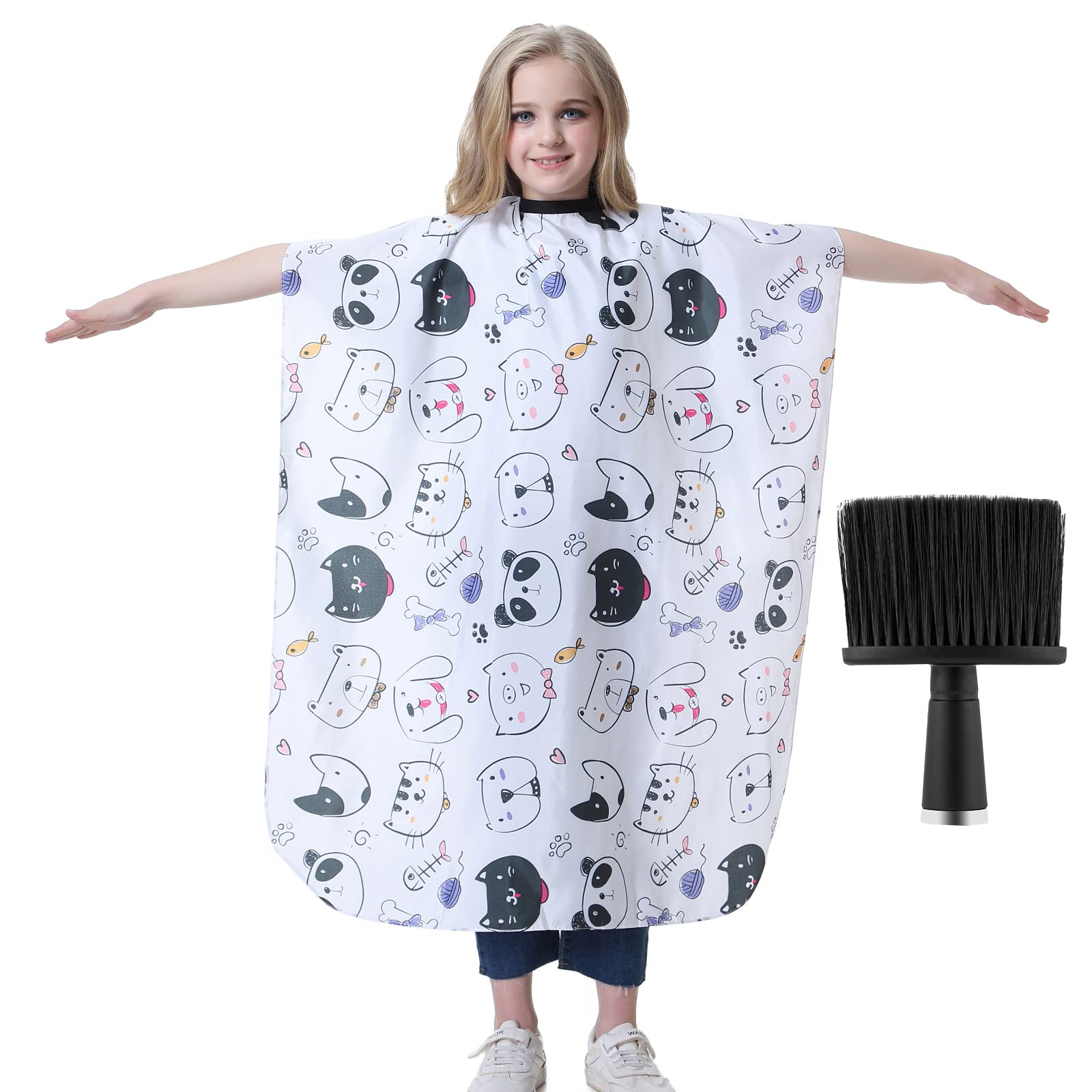 TILYIALA Barber Cape with Neck Duster Brush, Professional Salon Hair Cutting Capes for Adult, Hair Stylist Hairdresser Apron