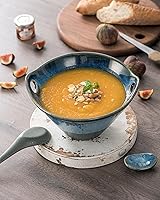 Vista 5 de UNICASA Juego de 2 cuencos japoneses para ramen con palillos, cucharas y reposos, cuencos de fideos de porcelana profunda de 26 onzas para Udon