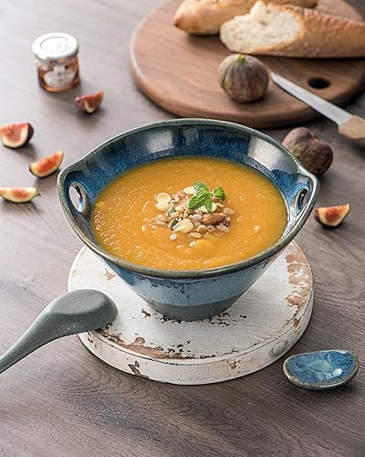 Miniatura 5 de UNICASA Juego de 2 cuencos japoneses para ramen con palillos, cucharas y reposos, cuencos de fideos de porcelana profunda de 26 onzas para Udon,