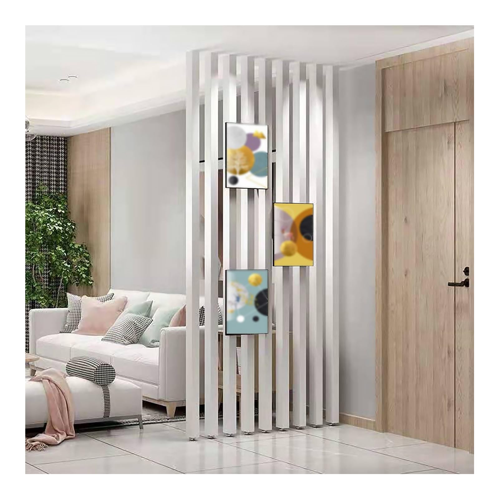 Floor to Ceiling Room Divider,Privacy Screens Post,Floor to Ceiling Space Separator,Freestanding Modern Wall Post Partition for Entrance Restaurant Office Decor Column(7-pcs,165cm/64.9in/5.41ft)