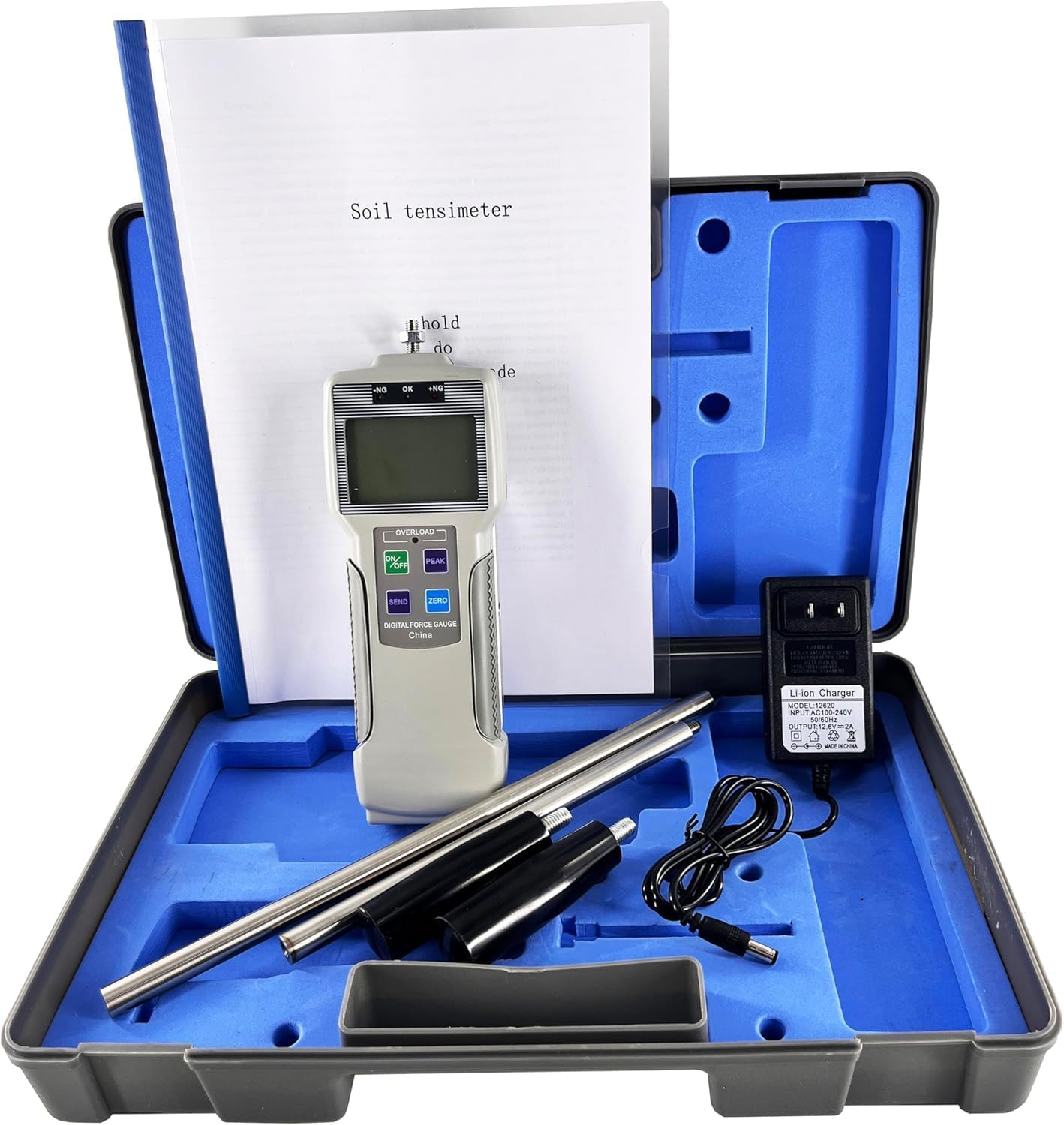Soil Compaction Tester Soil Load Penetrometer Soil Hardness Tester Soil Firmness Meter Soil Penetration Resistance Tester with Total Measuring Depth 50cm 0~100kg/cm²,0~1000N/cm²,0~10000kPa
